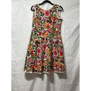 Vintage Retro 60’s Basila Multi Colored Floral Apron. oranges, pinks and greens